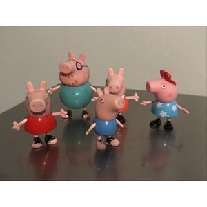 Peppa Pig Figures Set Of 6 Plastic Includes Grandad